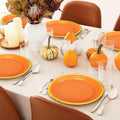 JarThenaAMCS 40Pcs Fall Oval Paper Plates Orange Gold Foil 9x7.7in by Deal US