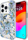 Cute Floral Pattern Case for iPhone 15 Pro Garden Party Blue Slim Fit
