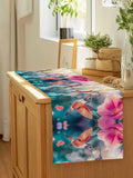 Perdecor Spring Hummingbird Pink Petals Table Runner 13x70in Cotton Linen by Deal US