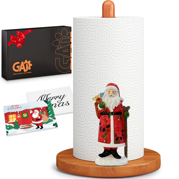 GAJ Christmas Paper Towel Holder Santa Claus Walnut Color 3D Xmas Decor by Deal US