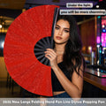 GeGeYa Large Folding Hand Fan Red Glitter for Dance Party Outdoor Decor by Deal US