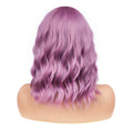 BATISI Lavender Pink Wavy Bob Synthetic Wig Short Shoulder Length Bangs by Deal US