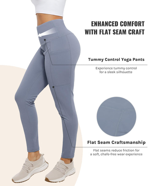 Cosmolle High Waisted Yoga Leggings with Pockets Grey Size L by Deal US
