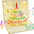 CANREVEL 3D PopUp LED Light Birthday Card Gold Candle Music Greeting by Deal US