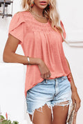 BETTE BOUTIK Women's Asymmetrical Pleated Crewneck Top Orange Pink Size XL by Deal US