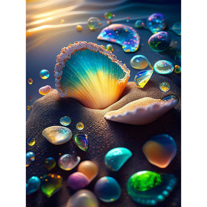GEEHEIY 5D Seashell Diamond Art Kit for Adults, 12x16 Inch, Art Deco Style by Deal US