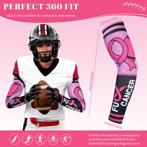 PABOBIT Breast Cancer Awareness Pink Ribbon Arm Sleeve Football 1Pair Size Adult by Deal US