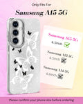 Compatible with Samsung Galaxy A15 5G Case - Cute Glitter BK WH Butterfly A15 5G