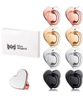 Phone Finger Ring Grips 8 Pack — Adhesive Heart Hook Loop Stand for DIY Hanging,