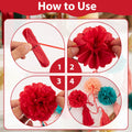 OBBOLO Tissue Paper Pompom Garland with Cotton Tassels 2 Pcs Red Green Pink by Deal US
