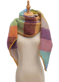 Wander Agio Women Shawl Winter Wrap Cashmere Plaid Scarf Yellow Blue Pink 6 by Deal US
