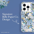 Cute Floral Pattern Case for iPhone 15 Pro Garden Party Blue Slim Fit by Merch Section