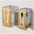 Stylstoreazy 2 Pack Wall Mount Grocery Bag Holder Bamboo Top Black Large by Deal US