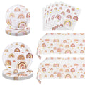 Ryzovo Boho Rainbow Party Supplies 62pcs Paper Plates Napkins Tablecloth by Deal US