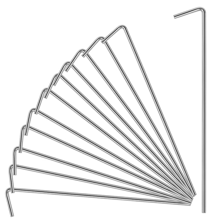 Oligei 17 Pack Heavy Duty Metal Tent Stakes Silver 18in Outdoor Use by Deal US