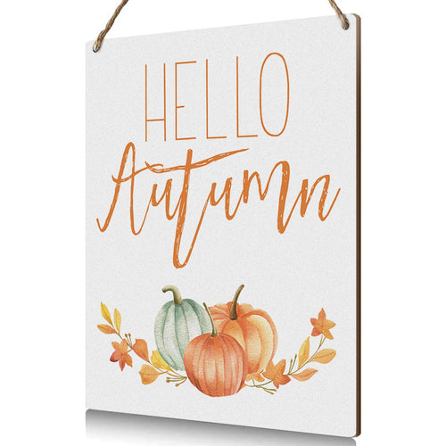 Hello Autumn Rustic Wood Wall Sign Fall Decor Seasonal Harvest Farmhouse by Deal US