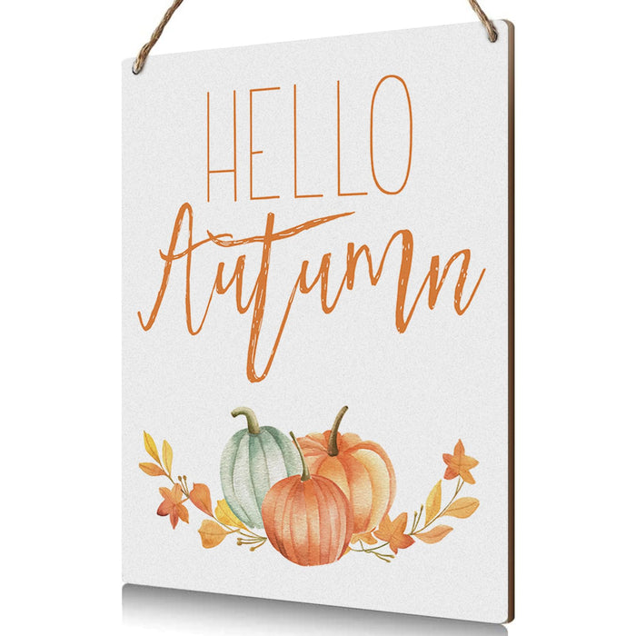 Hello Autumn Rustic Wood Wall Sign Fall Decor Seasonal Harvest Farmhouse by Deal US