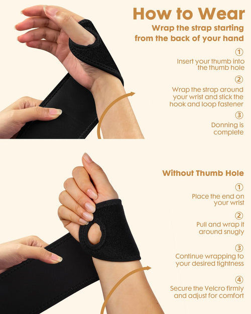 Lalapapa 2 Pack Adjustable Wrist Brace for Men & Women Black Size One Size by Deal US