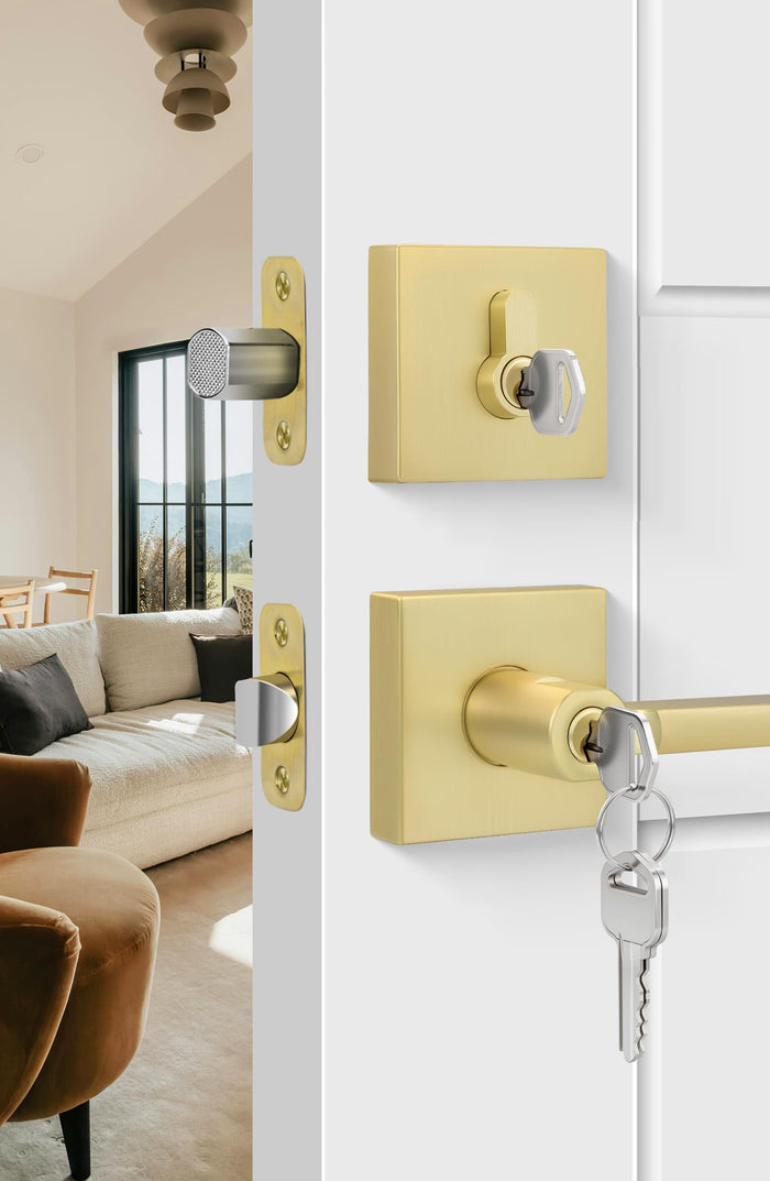 Goldenwarm Gold Dummy Door Handles Brushed Brass Levers 3 Pack by Deal US