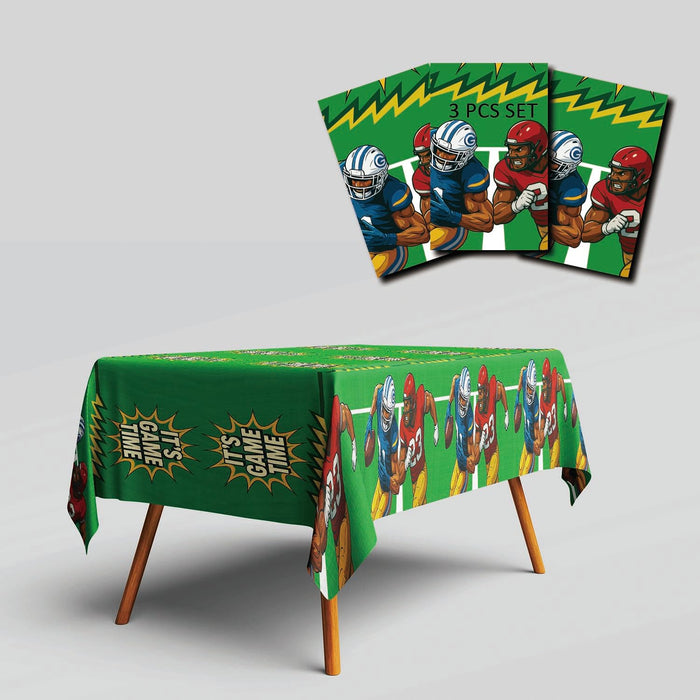 Bambluby Football Party Tablecloth 3 Pack 108x54in Comic Style Disposable by Deal US