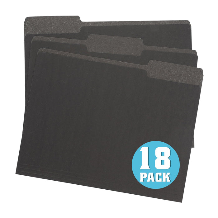 pmybupo 18-Pack Black Letter Size File Folders 1/3 Cut Tab Paper by Deal US