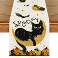 Artoid Mode Halloween Table Runner Black Cat Pumpkins Moon 13x72 Inch Beige by Deal US