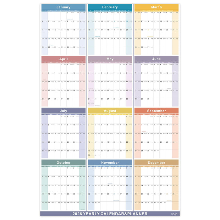 Lbylyhxc 2026 Yearly Wall Calendar Planner X-Large 34.7x22.8 Colorful by Deal US