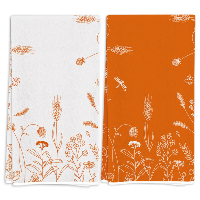 Rvsticty Fall Kitchen Towels Set 2, Floral Orange 18x26'' Thanksgiving Harvest by Deal US