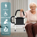 Okvpajdo Adjustable Bed Rail with 2Grab Bars Safety Guard Black White King Queen by Deal US