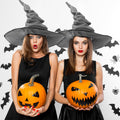 JenPen 2 Pcs Large Halloween Witch Hat Women Velvet Ruched Wide Gray One Size by Deal US