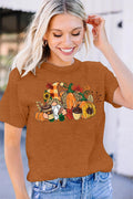 MAIHUN Womens Thanksgiving Shirt Cute Gnomes Pumpkin Fall Short Sleeve Size S by Deal US