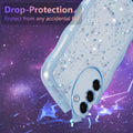 for Samsung Galaxy S23 5G Case 6.1",Cute Curly Wave Case with Star Glitter,Clear