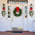 Super Holiday Christmas 2PCS Artificial Green Plant Wreaths Grey Velvet Bow by Deal US