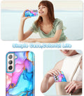 for Samsung Galaxy S22 5G Case,Marble Pattern 3 in 1 Heavy Duty Shockproof Full