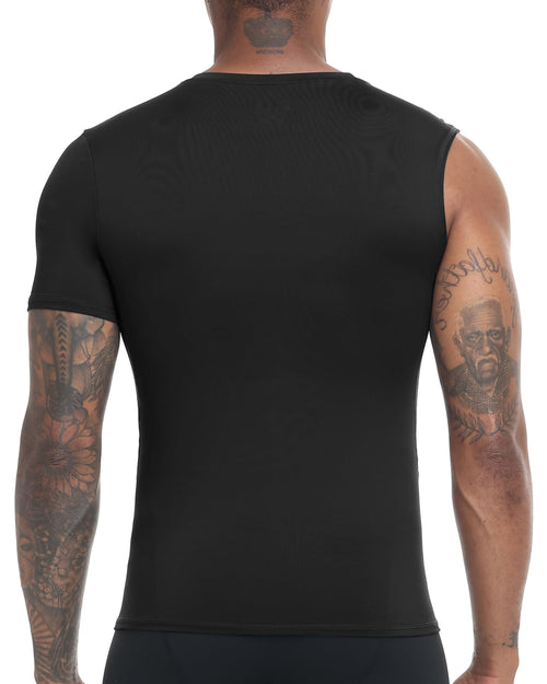 Roadbox Men's Compression Short Sleeve Athletic Shirt Black+White+Navy Size XL by Deal US