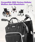 YMU Wheelchair Backpack Bag Large Insulated Pocket Black Shoulder Strap by Deal US