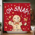 QIONG MENG Gingerbread Christmas Shower Curtain Fabric 71x71 Inch with Hooks by Deal US
