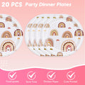 Ryzovo Boho Rainbow Party Supplies 62pcs Paper Plates Napkins Tablecloth by Deal US