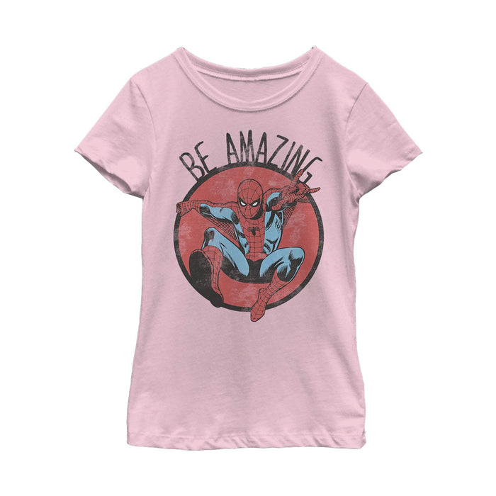 Marvel Girls Classic Be Amazing Short Sleeve Tee Light Pink Size XS by Deal US