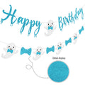 Vofrise Blue Halloween Birthday Banner Glitter Bow Tie Ghost Garland by Deal US