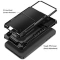 with iPhone 15 Case with Card Holder, 4-Card Dual Layer Heavy Duty Sh