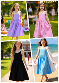 WELAKEN Girls Summer Sundress Criss Cross Back Elastic Waist Hot Pink Size 12Y by Deal US