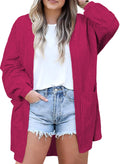 Eytino Womens Plus Size Casual Open Front Long Sleeve Red Dahlia Size 2XL by Deal US