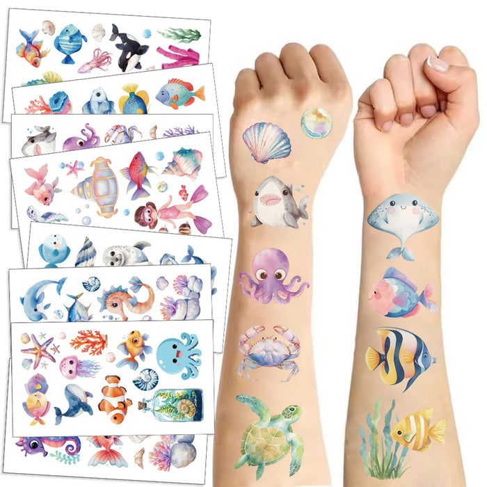 SBOBUY Ocean Animal Temporary Tattoos 10 Sheets Gold Cartoon Kids Party by Deal US