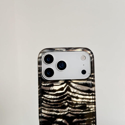 Glitter Leopard Print Case for iPhone 17 Pro Zebra Stripe Shockproof by Merch Section