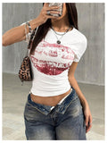 SOLY HUX Women's Y2k Vintage Graphic Crop Top White Graphic Size M by Deal US