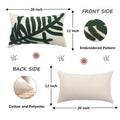 Tosleo 12x20in Green Tropical Leaf Embroidered Pillow Covers 2 Pack by Deal US