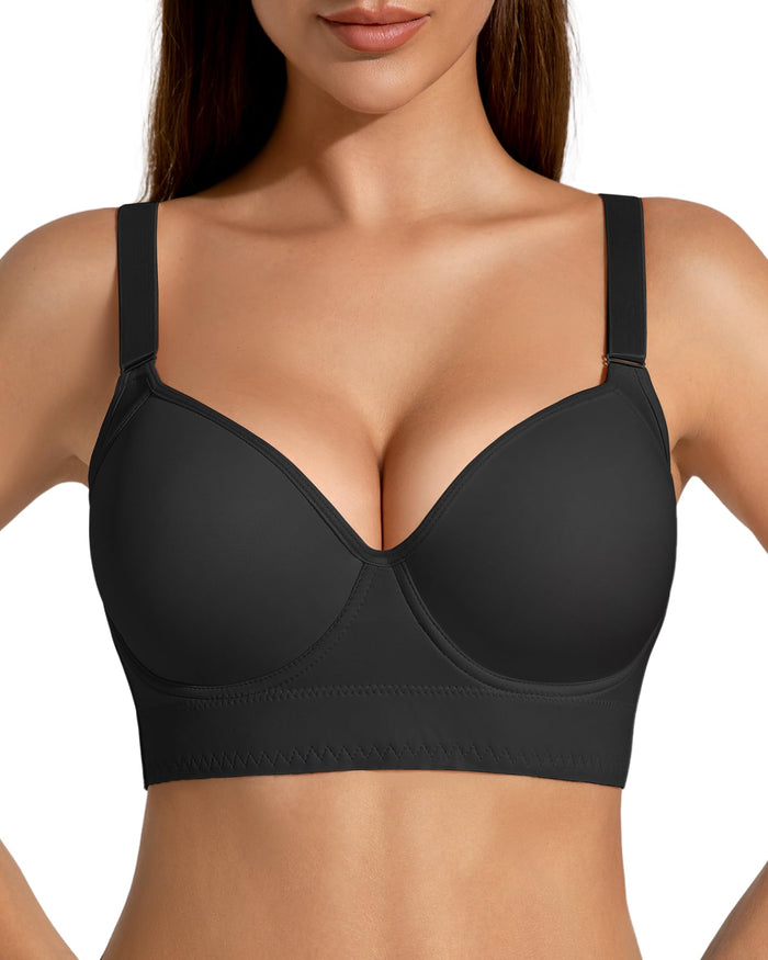 QDN Supportive Push Up Strapless Bra Black Size 42C by Deal US