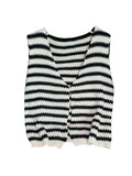 SOLY HUX Women's Striped V Neck Sweater Vest Sleeveless Cardigan Black Beige S by Deal US