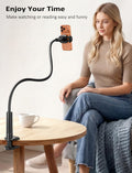 Gooseneck Phone Holder Stand for Desk Table Bed Fits 4-7 inch Phones Black by Merch Section